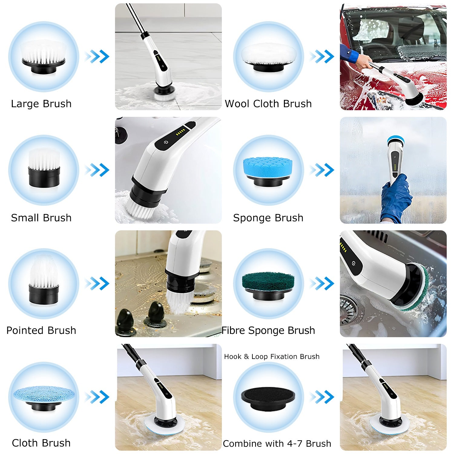 Cordless Electric Spin Scrubber with Extendable Handle